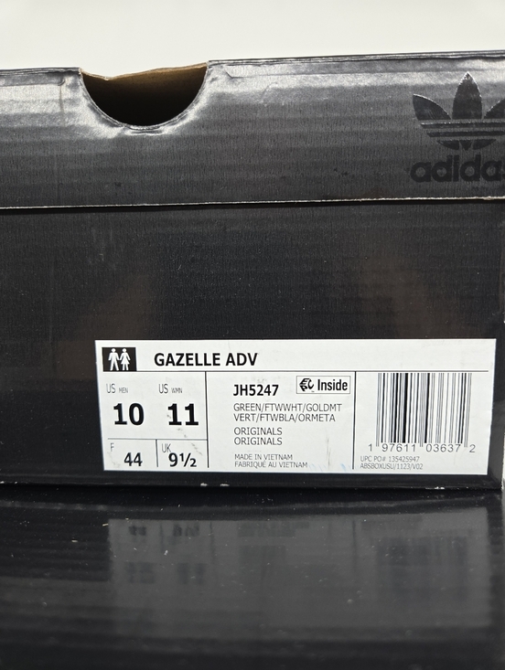 adidas Men\'s Gazelle ADV JH5247 Green White Shoes Size 10 New